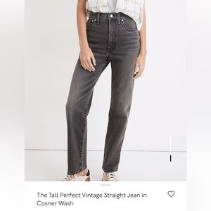Madewell Gray Straight Leg Jeans with Frayed Hem